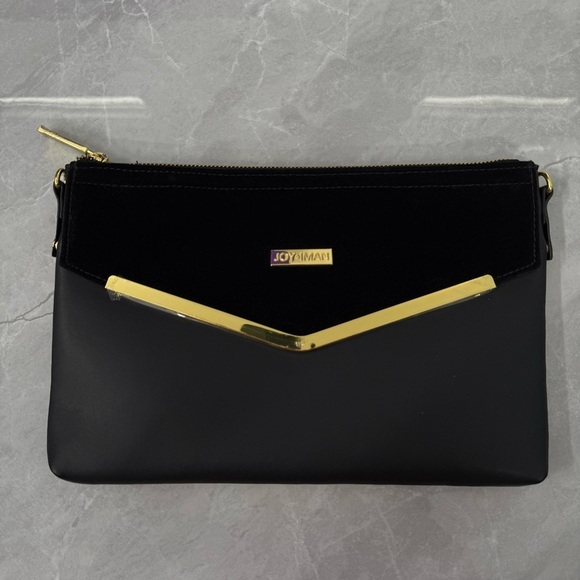 NWOT Joy & Iman Leather Velvet Clutch Crossbody Strap Purse Zipper Closure Bag - Picture 2 of 15